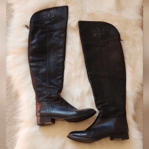 Tory Burch Simone Black Leather Riding Boots Size 7.5